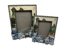 A. Richesco Corp. Hand Painted 3D Resin Picture Frames W/Blue White Asian Decor picture