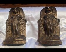Rare Antique 1915 Bronze S Morani Peace Angels Statue Sculpture Bookends  picture