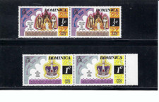 'QUEEN ELIZABETH' ENTHRONED.- IMPERIAL CROWN.- DOMINICA SC 521-22 1977 picture