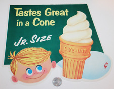 VTG 1959 Eat it All Ice Cream Cone store sign display Tastee Freez advertising picture