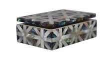 MOP and Abalone Shell Overlay Work Brooches Box Marble Jewelry Box Gift for Her picture