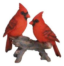 Wildlife Nature 2 Northern Red Cardinal Birds Perching On Branch Figurine picture
