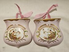 Vtg Set 2 ARCO Wall Pockets Pink Gold Cherub Victorian Lady Japan MIJ Decor Vase picture