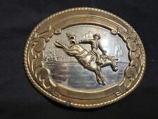 Vintage Tony Lama Bronc Rider Buckle German Silver & Bronze Rodeo Cowboy Award picture