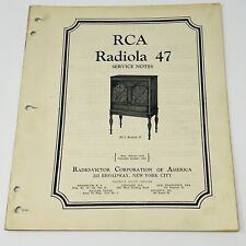1929 RCA Radiola 47 Service Notes Repair Manual Data Part Schematic Instruction picture