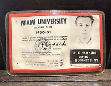 Vintage 1950 1951 Miami University Oxford Ohio Student ID Identification Card picture