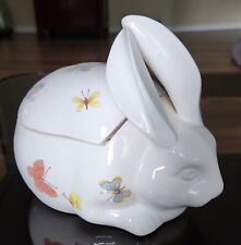 Vintage Fitz And Floyd Lidded Ceramic Bunny Rabbit With Butterfly Design picture