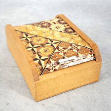 Japanese Old Traditional Crafts Wooden Sliding Lid Box Hakone Yosegi Zaiku picture