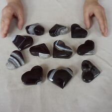 2.2LB 11Pcs Natural Black Carnelian Agate Crystal Geode Heart Palm Stone Healing picture