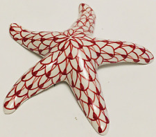 VTG Ceramic/Porcelain Star Fish Hand Painted Fishnet Red & White 4 1/2