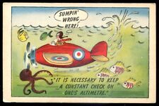 CANADA MILITARY Postcard 1940s Humor RCAF Airplane Under Water picture