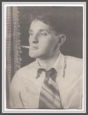 1940s Handsome young man smoking cigarette Stylish guy boy Fashion antique photo picture