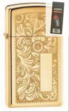 Zippo 1652b venetian slim brass Lighter + FLINT PACK picture