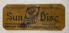 Vtg Wood Fruit Crate End w/Label Advertising Sun Disc American Produce Co CA picture