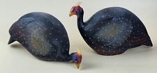 Pair of Male & Female Helmeted Guinea Fowl, Hand Painted Hard Resin 6x4x2, picture