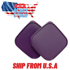 2 Tupperware Modular Mates Square Lid Purple Replacement Seal #1623 Ship From US picture