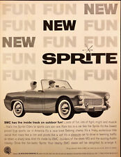 1961 BMC Sprite Convertible Print Ad Couple Driving Sebring Champ picture