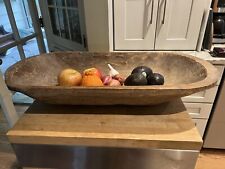Vintage Rustic Country Farmhouse Hand-Carved 31”  Wood Bowl From One Piece picture