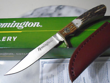 Remington Guide Jr Skinner Fixed Blade Knife Stag Wood Leather Full Tang 15655 picture