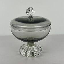 Vintage Smoked Glass Candy Dish Bowl Footed Sweden picture