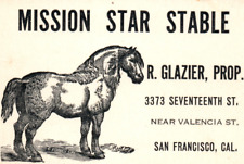 Mission Star Stable Horse Equestrian San Francisco California Business Card picture