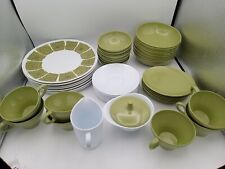 Lot 50 Vtg MCM Atomic Green Flower TEXAS WARE Melamine Plate Sugar Bowl Cup picture