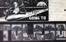 TOLEDO OH - Moon Watching Man Going To Toledo Many Scenes Postcard - 1906 picture