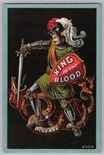 1880s King of the Blood Patent Medicine Trade Card Knight Slaying Disease Snake picture