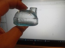 "J & I E M" TURTLE INK AQUA BLUE NEAR MINT INKWELL W/GROUND LIP picture