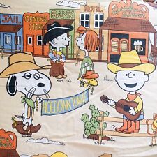 Vintage Peanuts Snoopy Twin Fabric Bedspread HOEDOWN Cowboy Western 82x96 picture