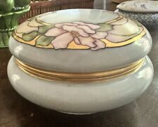 Antique 1900s  Limoges Hand Painted Round Huge Oversized Dresser Box picture