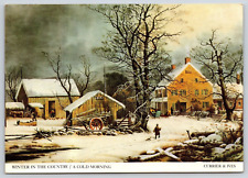 Vintage Antique Postcard Currier & Ives Winter In The Country A Cold Morning picture