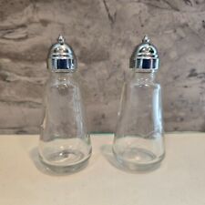 Elegant Glass Etched Floral Design Salt & Pepper Shakers with Silver Tone Tops picture