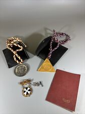 IOOF Masonic Vintage Odd Fellows FLT Ceremonial Medallions on Rope & Pin Booklet picture