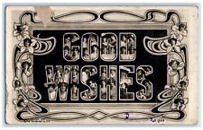 1908 Good Wishes Large Letters Flowers Rotograph RPPC Photo Antique Postcard picture
