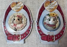 Vintage 1993 Enesco Calico Kittens Set Of 3 Magnets “I’ve Got You Collared” picture