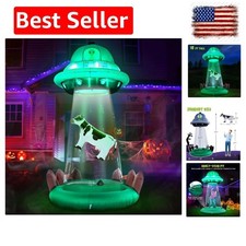 10 FT Halloween Inflatables UFO with Floating Cow Outdoor Decorations picture