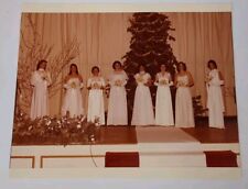 Vintage 1970s Found Photograph Original Photo Wedding Bridesmaids Christmas Tree picture