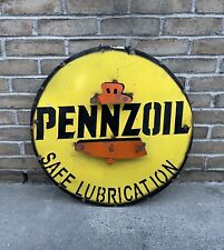 Vintage Pennzoil Motor Oil 23” Round Metal Sign Gas Station Advertisement picture