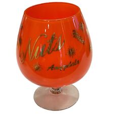 Vintage MCM Atomic Brandy Snifter Nuts Bowl Orange Cased West Virginia Glass picture