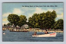 Lake Milton OH-Ohio, The Bathing Beach At Craig Beach Park, Vintage Postcard picture