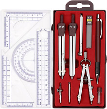Metal Geometry Kit Set, 13PCS Math Compass and Protractors Geometry Drawing Tool picture