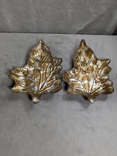 Lot Of 2 Vintage Ceramic Golden Sugar Maple Leaf Dishes 7.5