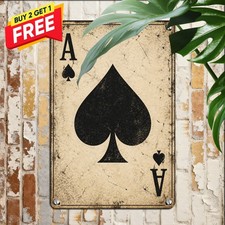Rustic Ace of Spades Poker Card Gambling Luck Charm Iron Metal Tin Sign picture
