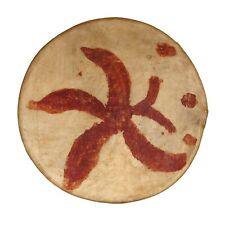 Early 1900 West Coast Canada Starfish Painted First Nations Stretched Hide Drum picture