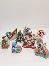 Lot of 8 - Vintage Mary's Moo Moos Christmas Collectible Cow Figures + Bonus picture