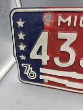1976 Michigan License Plate 433766 Bi-centenial Patriotic Flag  picture