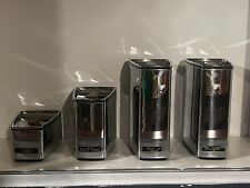 Vintage 4 pc Canister Set Lincoln Beautyware Chrome Mid Century Retro Stacking picture