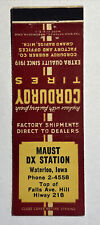 Vintage Matchbook Cover Maust D-X Station Corduroy Tires Waterloo, Iowa #298 picture