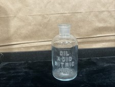Pharmacy Medicine Chemistry DIL ACID NITRIC 5 1/2” Embossed Antique Bottle USA picture